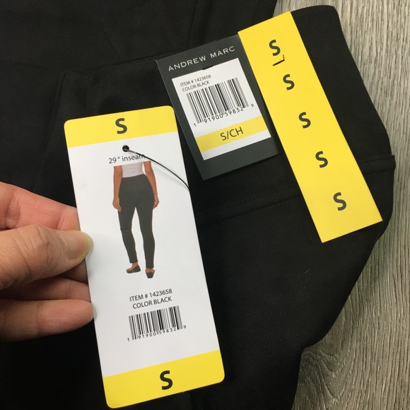 NWT Andrew Marc Pull On Trouser Skinny Pants Stretch Waistband Black Small - Picture 3 of 8